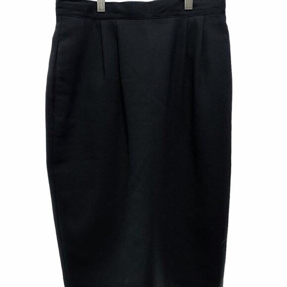 Valerie Stevens Pure Wool Midi Skirt Black Size 10 - Picture 1 of 11